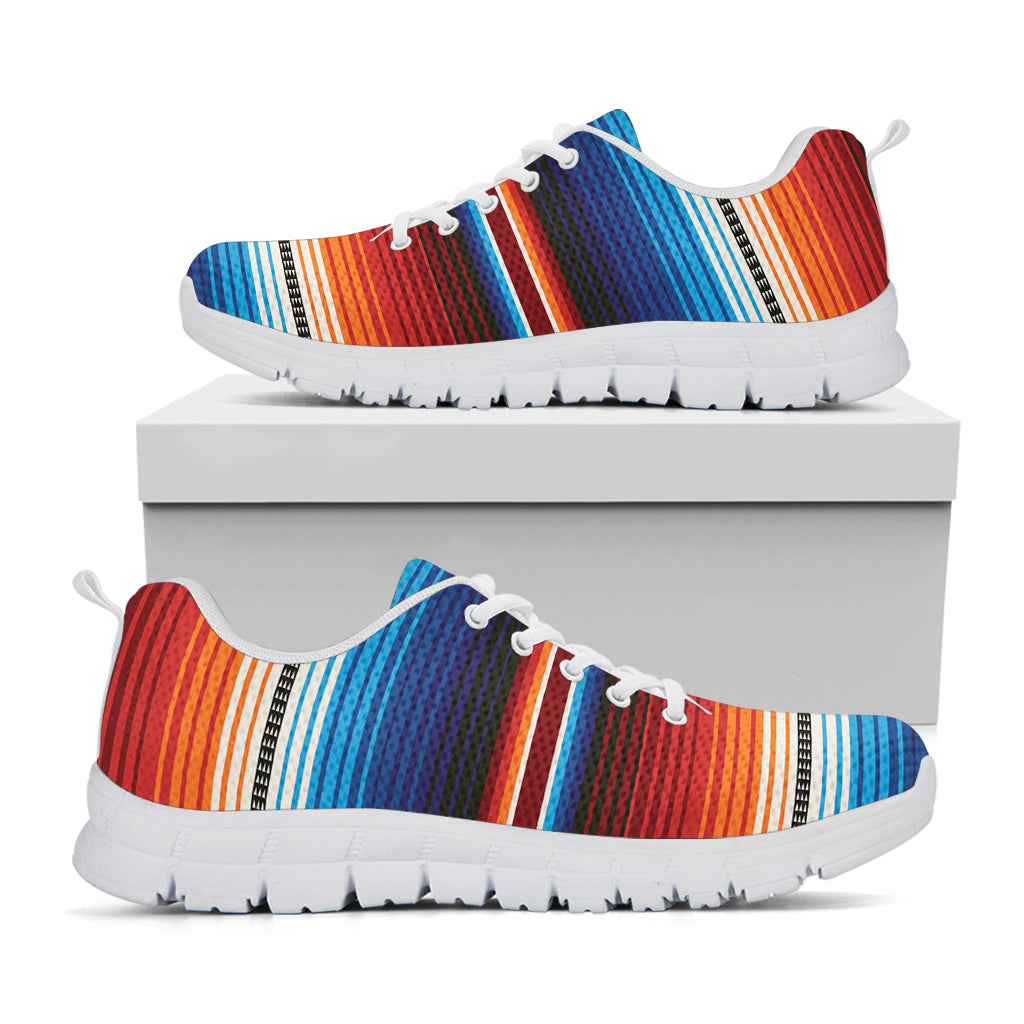 Tribal Mexican Blanket Pattern Print White Running Shoes