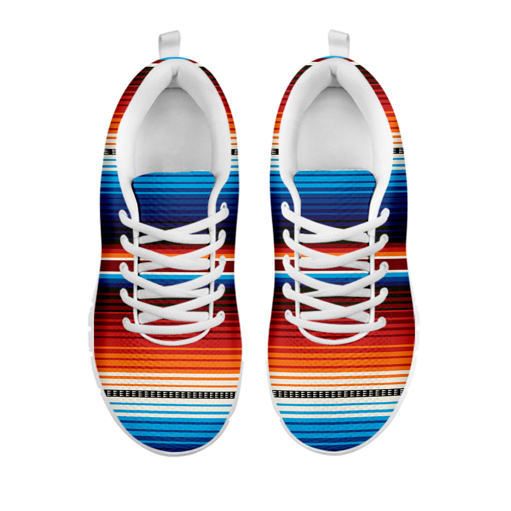 Tribal Mexican Blanket Pattern Print White Running Shoes