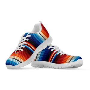 Tribal Mexican Blanket Pattern Print White Running Shoes