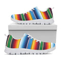 Tribal Mexican Blanket Stripe Print White Running Shoes