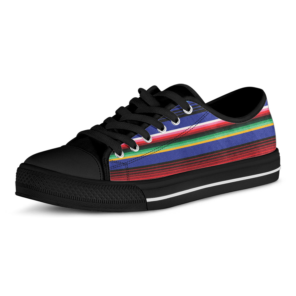 Tribal Mexican Serape Pattern Print Black Low Top Sneakers