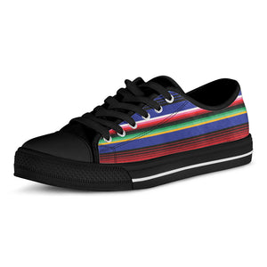 Tribal Mexican Serape Pattern Print Black Low Top Sneakers