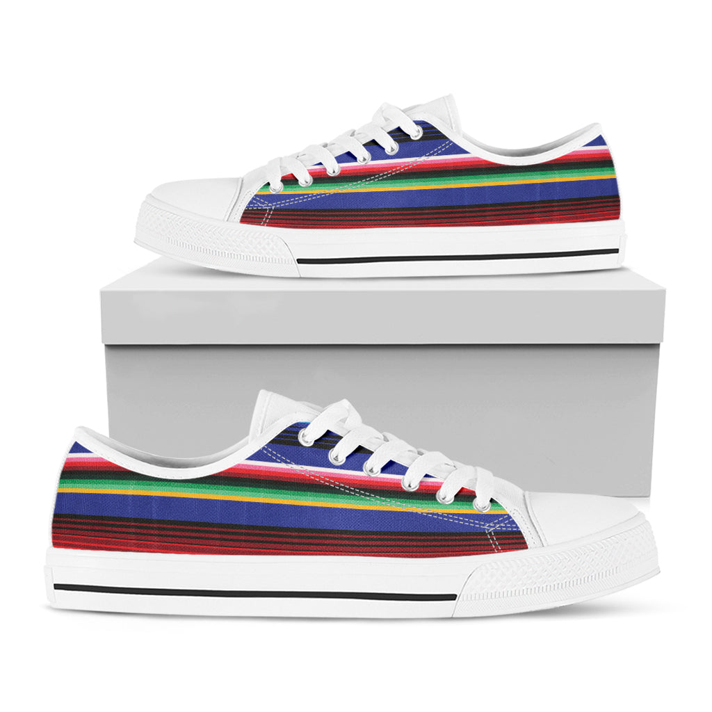 Tribal Mexican Serape Pattern Print White Low Top Sneakers