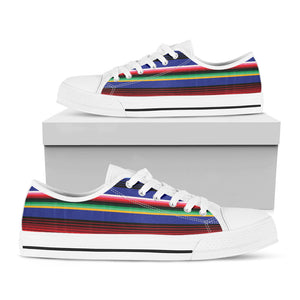Tribal Mexican Serape Pattern Print White Low Top Sneakers