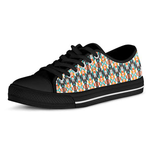 Tribal Native American Pattern Print Black Low Top Sneakers