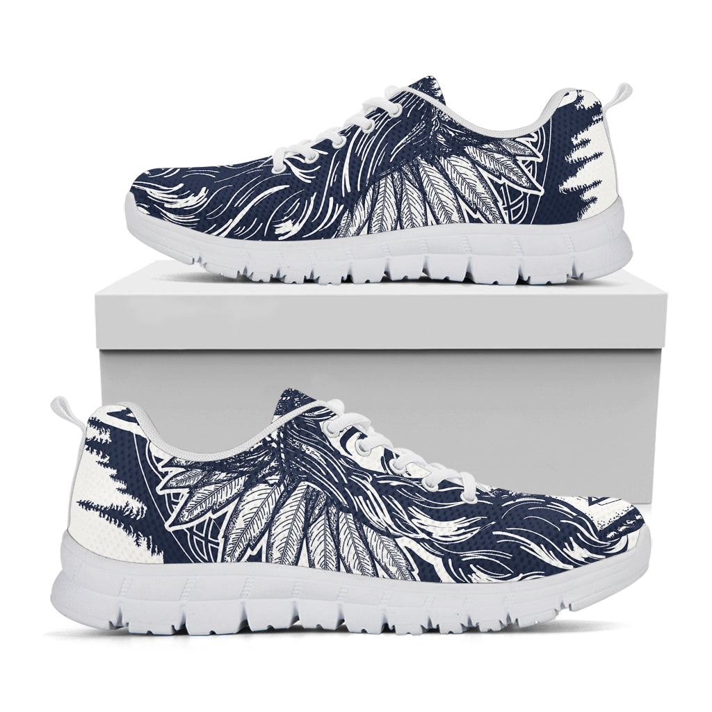 Tribal Native Indian Girl Print White Running Shoes