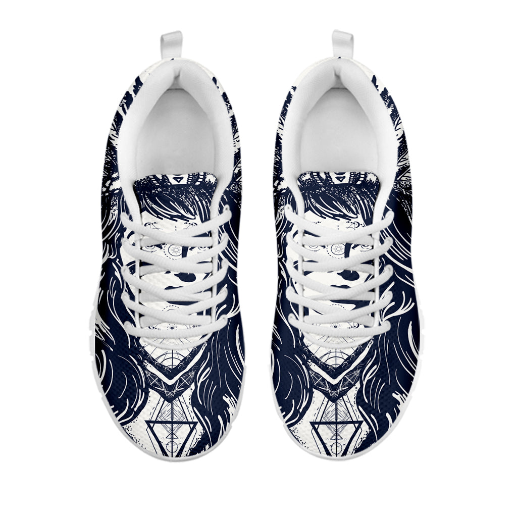 Tribal Native Indian Girl Print White Running Shoes