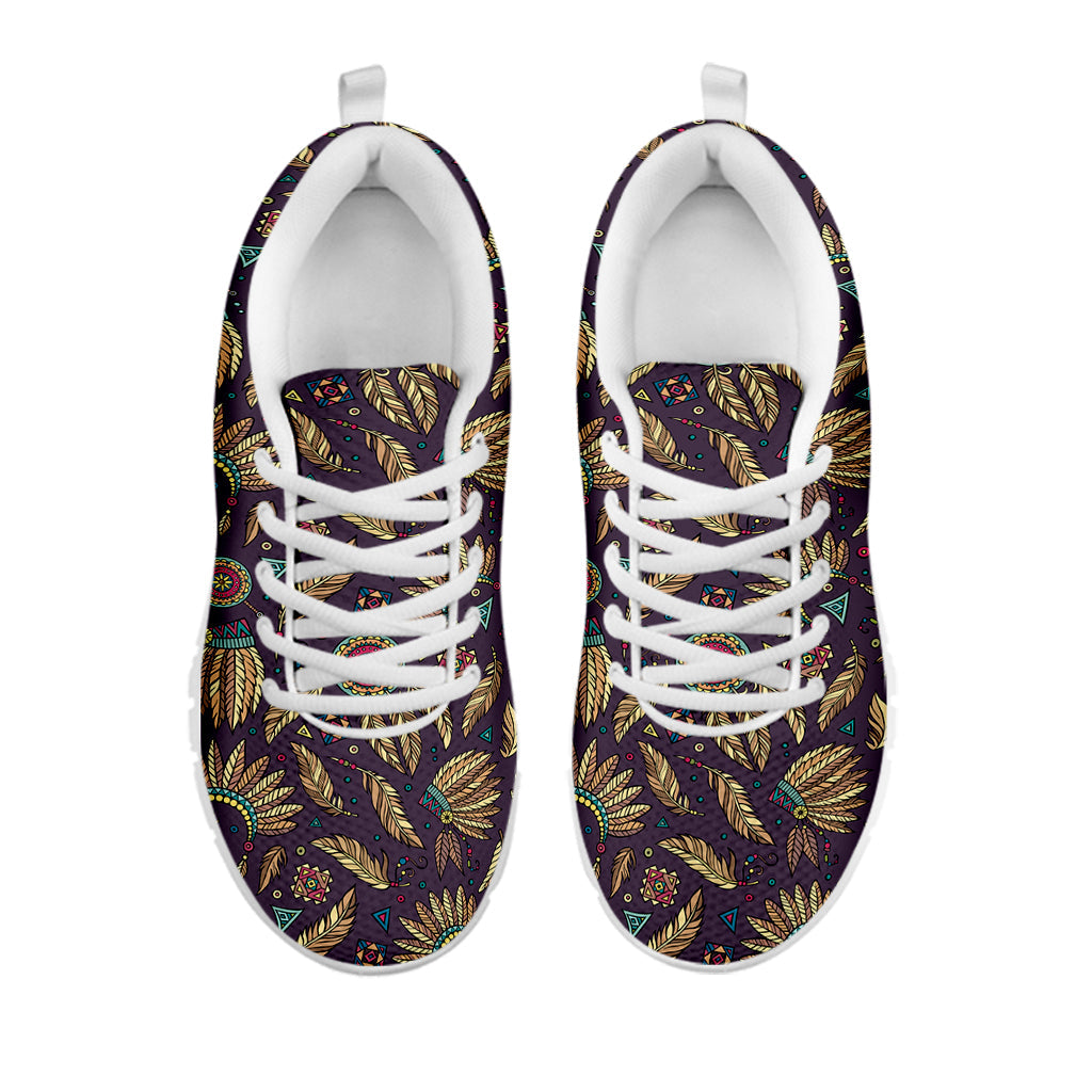 Tribal Native Indian Pattern Print White Running Shoes