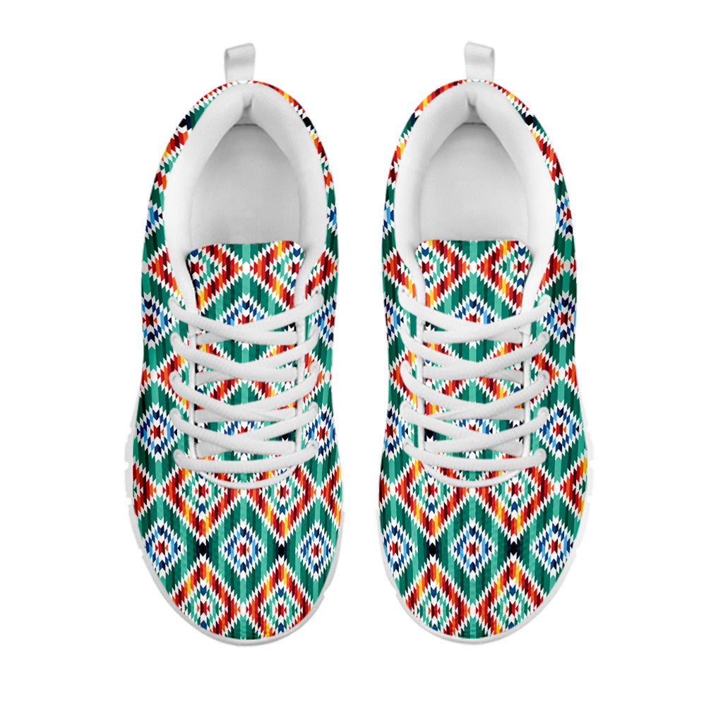 Tribal Navajo Pattern Print White Running Shoes