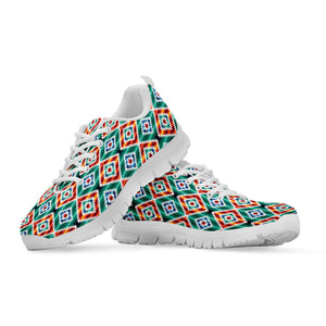 Tribal Navajo Pattern Print White Running Shoes