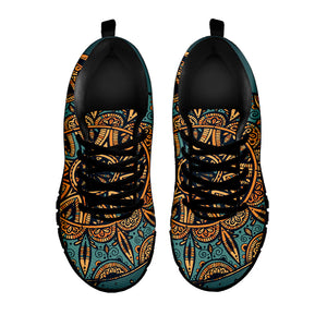 Tribal Sea Turtle Print Black Running Shoes