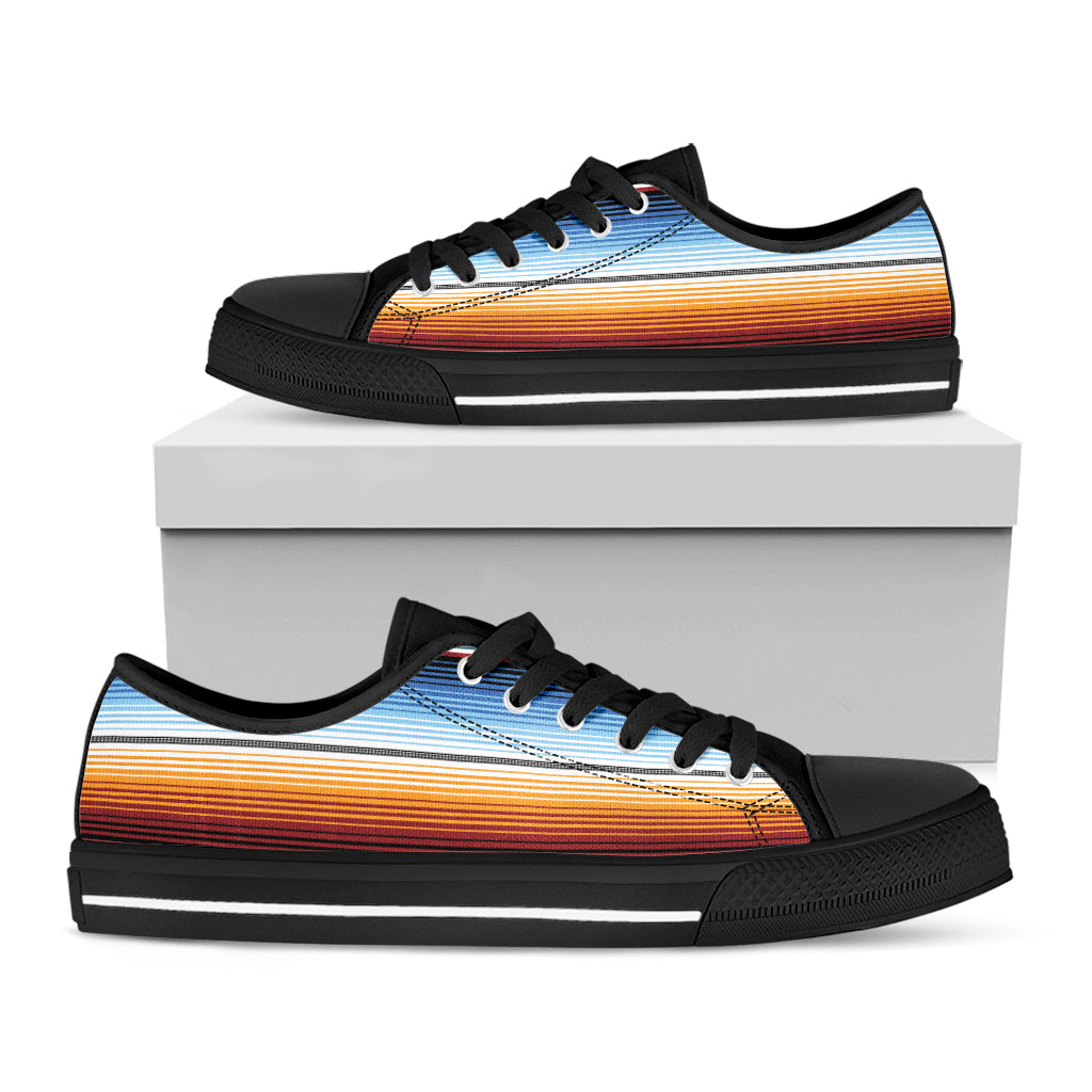 Tribal Serape Blanket Pattern Print Black Low Top Sneakers