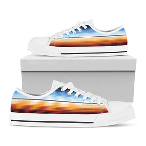 Tribal Serape Blanket Pattern Print White Low Top Sneakers