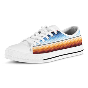 Tribal Serape Blanket Pattern Print White Low Top Sneakers