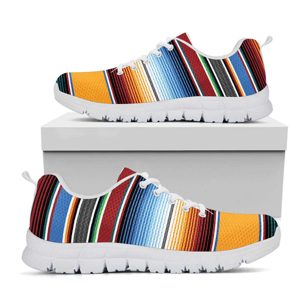 Tribal Serape Blanket Pattern Print White Running Shoes