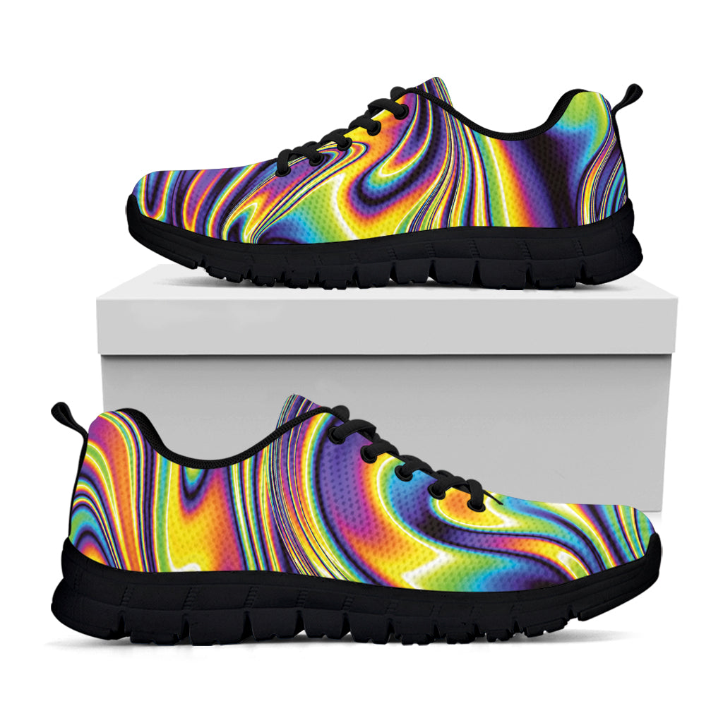 Trippy Rave Print Black Running Shoes
