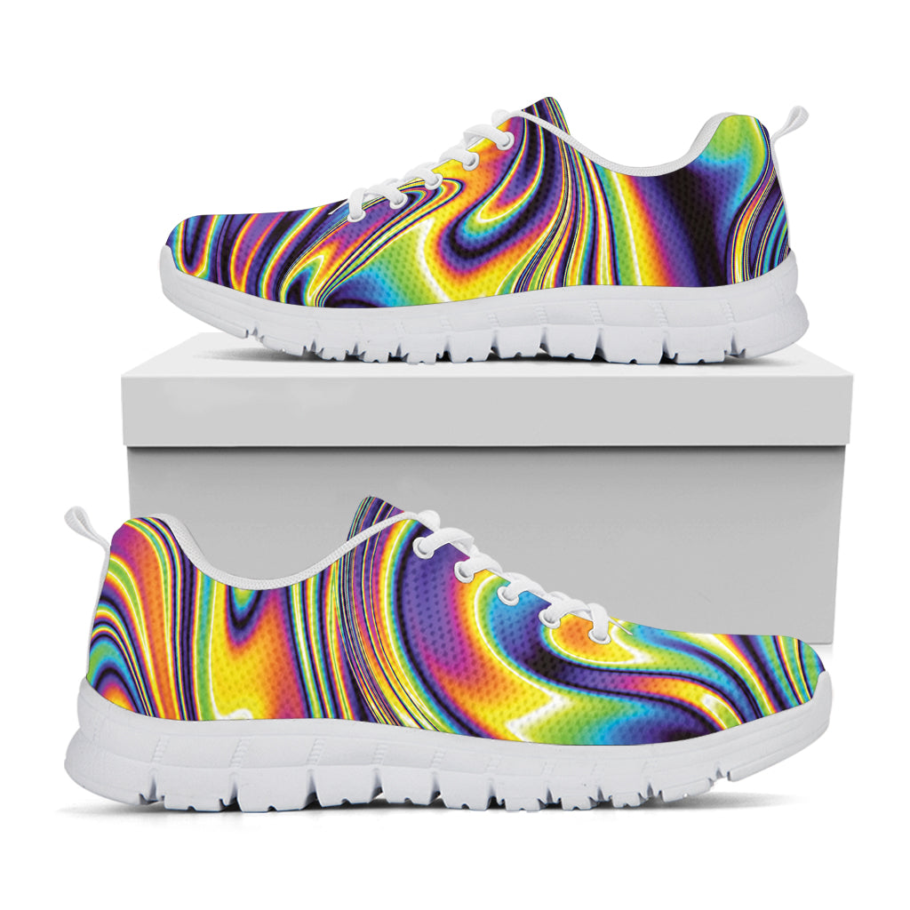 Trippy Rave Print White Running Shoes