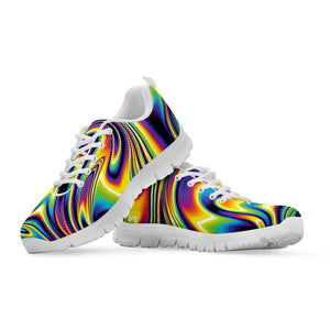 Trippy Rave Print White Running Shoes