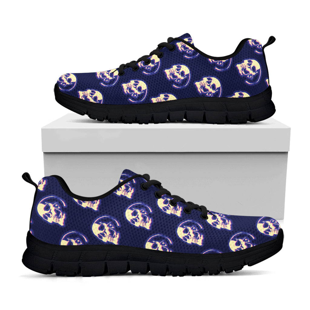Trippy Skull Pattern Print Black Running Shoes