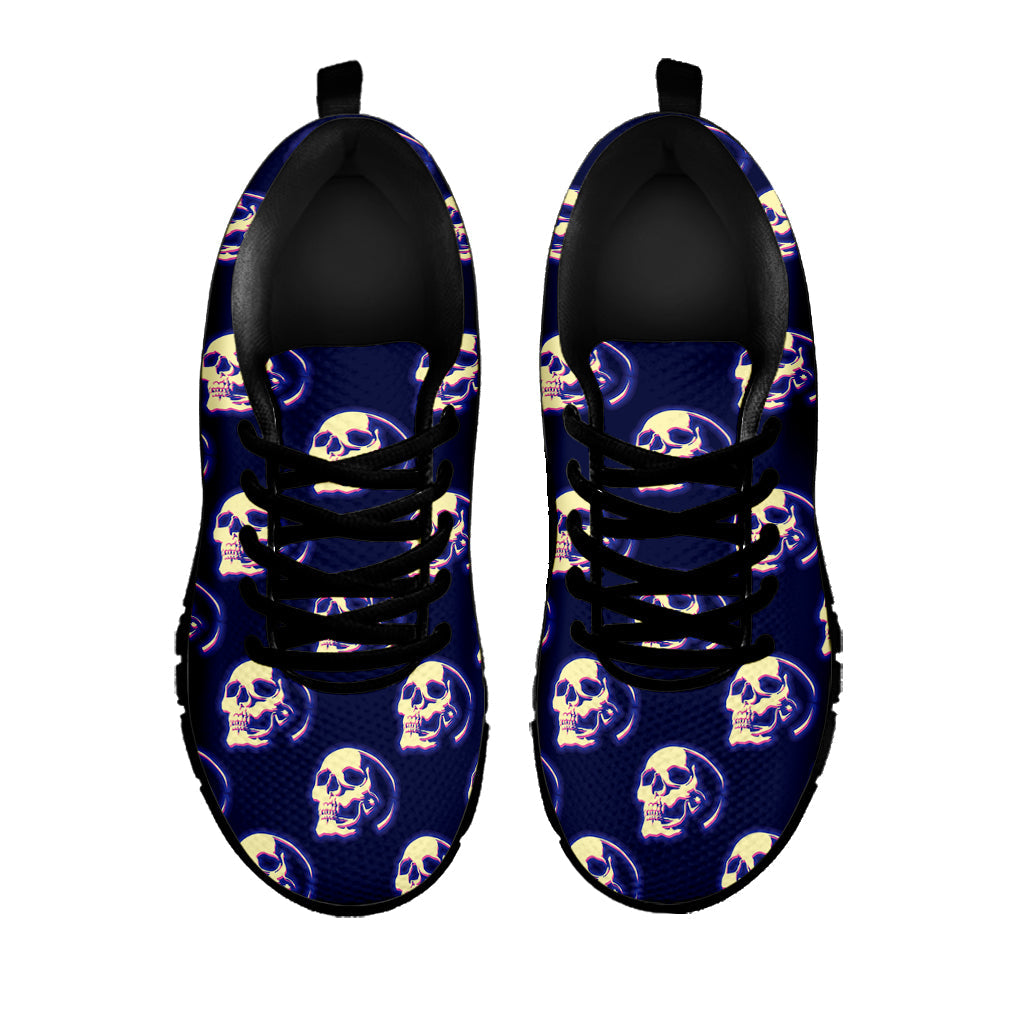 Trippy Skull Pattern Print Black Running Shoes