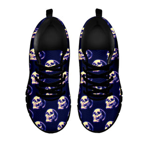 Trippy Skull Pattern Print Black Running Shoes