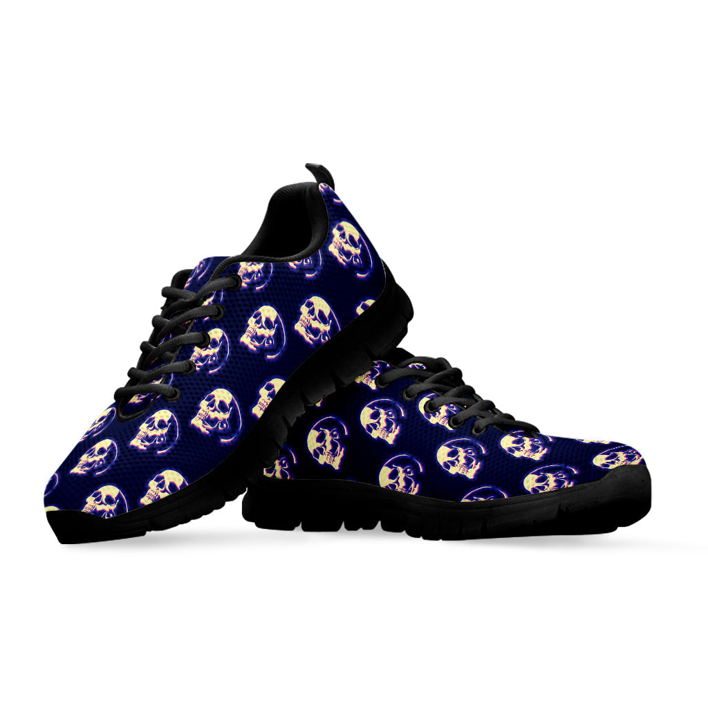 Trippy Skull Pattern Print Black Running Shoes