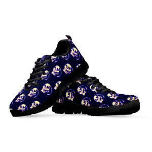 Trippy Skull Pattern Print Black Running Shoes