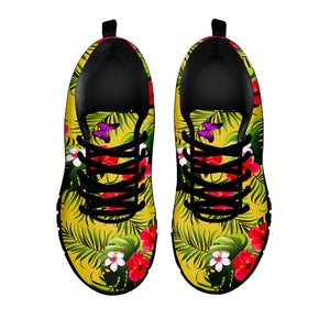 Tropical Exotic Hawaiian Pattern Print Black Running Shoes