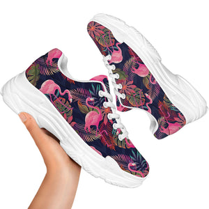 Tropical Flamingo Aloha Pattern Print White Chunky Shoes