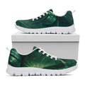 Tropical Green Leaves Print White Running Shoes