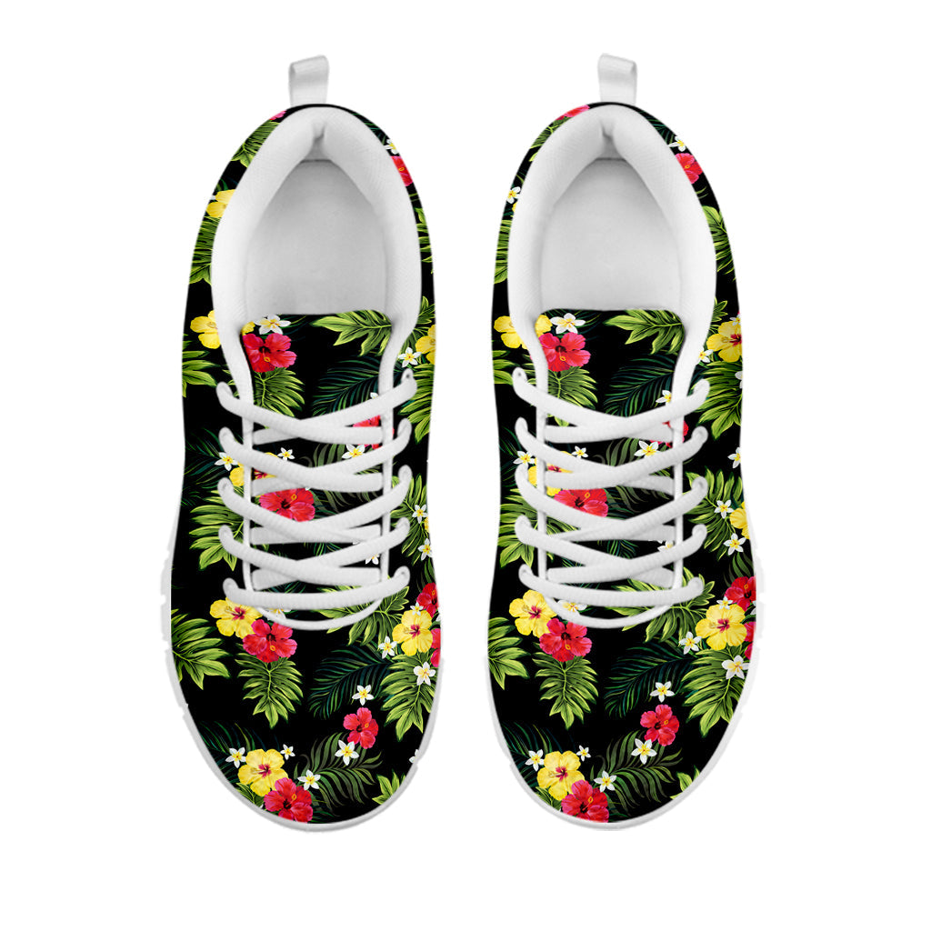 Tropical Hibiscus Aloha Pattern Print White Running Shoes