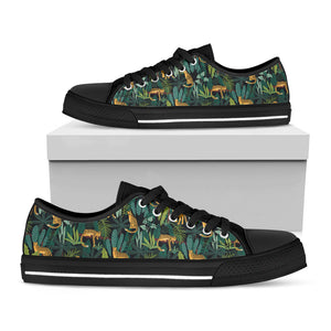 Tropical Jaguar Pattern Print Black Low Top Sneakers