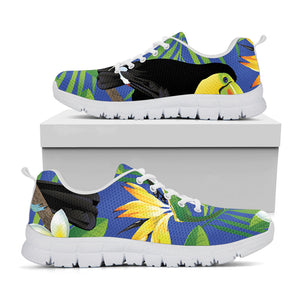Tropical Keel-Billed Toucan Print White Running Shoes