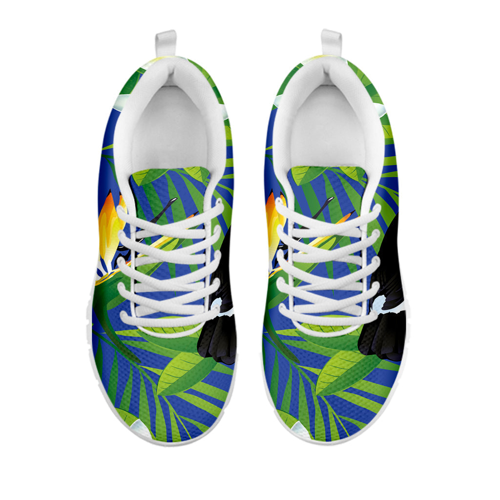 Tropical Keel-Billed Toucan Print White Running Shoes