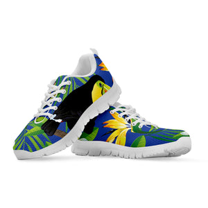 Tropical Keel-Billed Toucan Print White Running Shoes