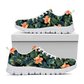 Tropical Leaf And Hawaiian Flower Print White Running Shoes