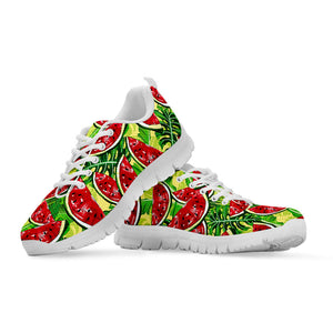 Tropical Leaves Watermelon Pattern Print White Running Shoes