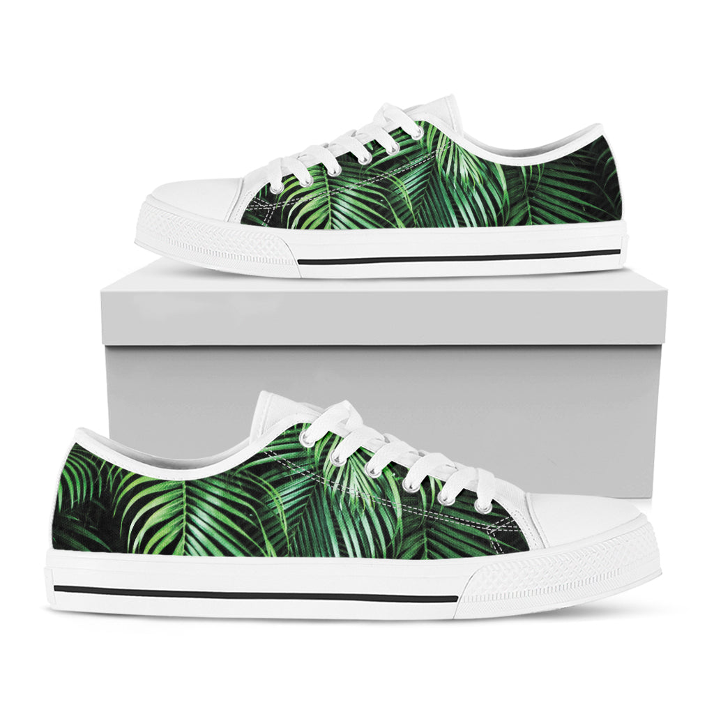 Tropical Palm Leaf Print White Low Top Sneakers