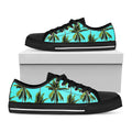 Tropical Palm Tree Pattern Print Black Low Top Sneakers