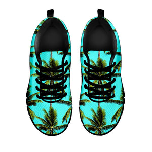 Tropical Palm Tree Pattern Print Black Running Shoes