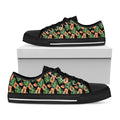 Tropical Papaya Pattern Print Black Low Top Sneakers