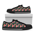 Tropical Parrot Pattern Print Black Low Top Sneakers