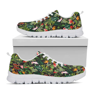 Tropical Patchwork Pattern Print White Running Shoes
