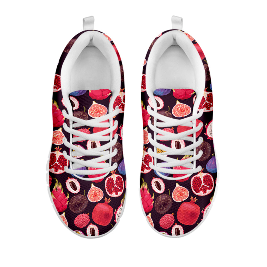 Tropical Summer Fruits Pattern Print White Running Shoes