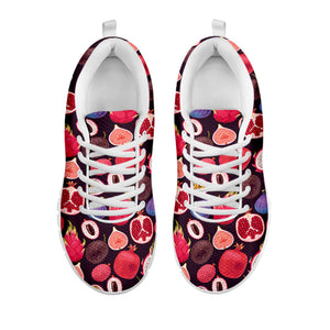 Tropical Summer Fruits Pattern Print White Running Shoes