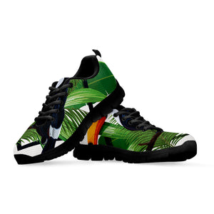 Tropical Toco Toucan Print Black Running Shoes