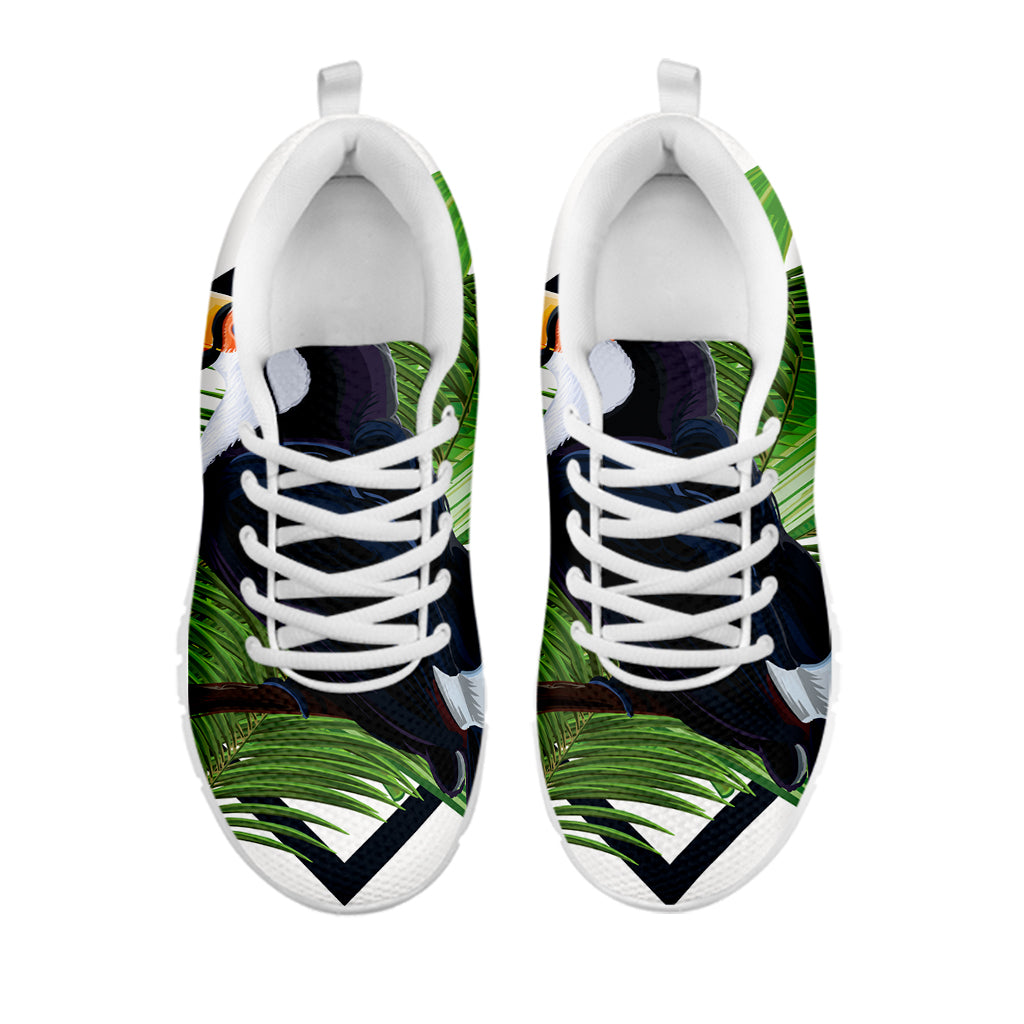 Tropical Toco Toucan Print White Running Shoes