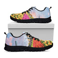 Tulip Field Print Black Running Shoes