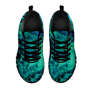 Turquoise Acid Melt Print Black Running Shoes