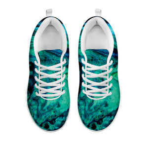 Turquoise Acid Melt Print White Running Shoes